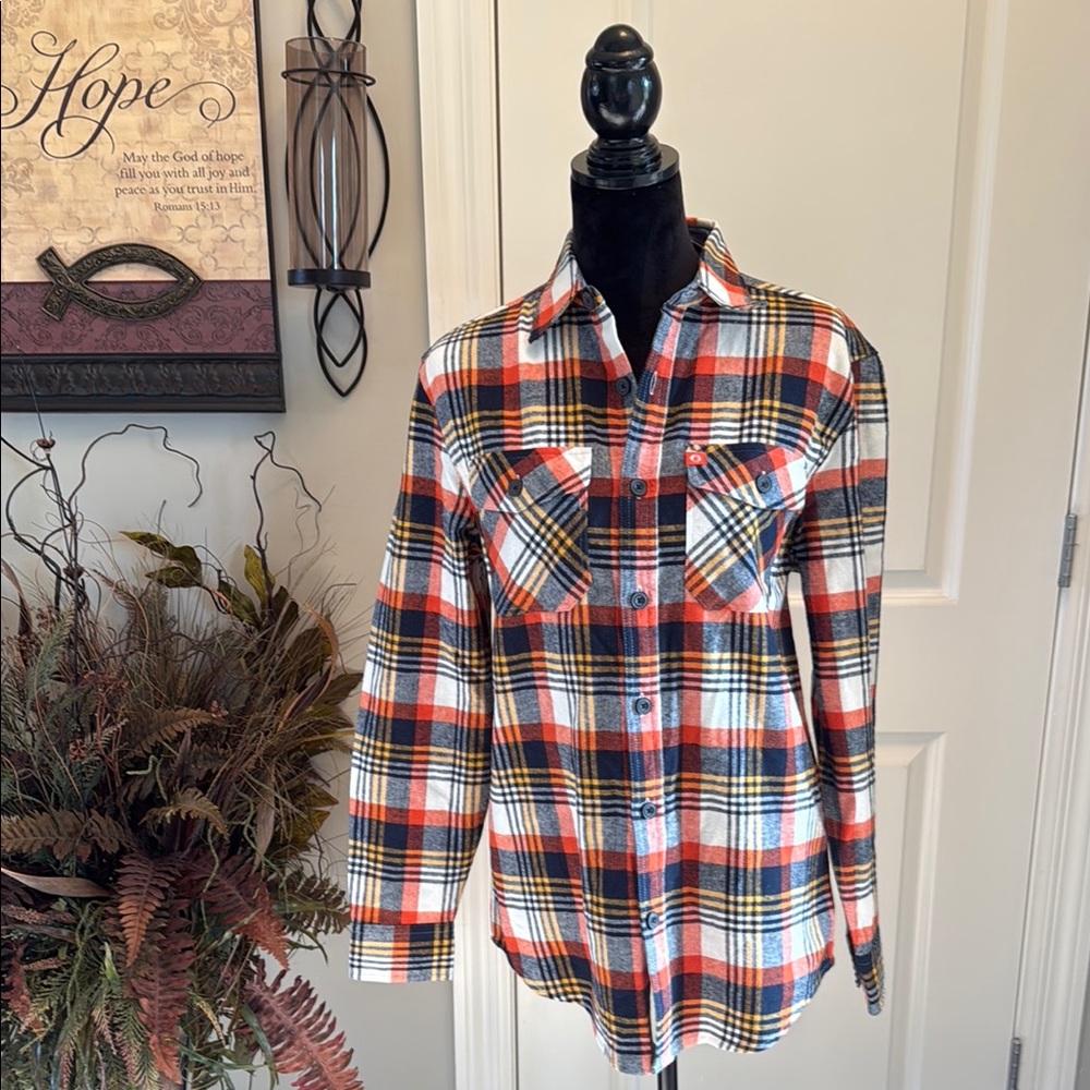 Men's Plaid Casual Button Down Shirt - Red, Black, White